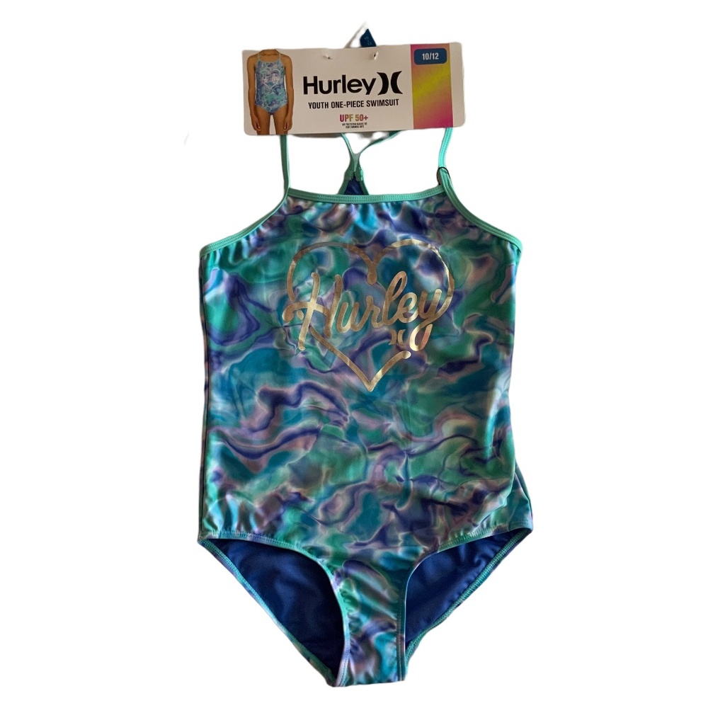Hurley Girls Aurora Green Swimsuit Sz 10/12